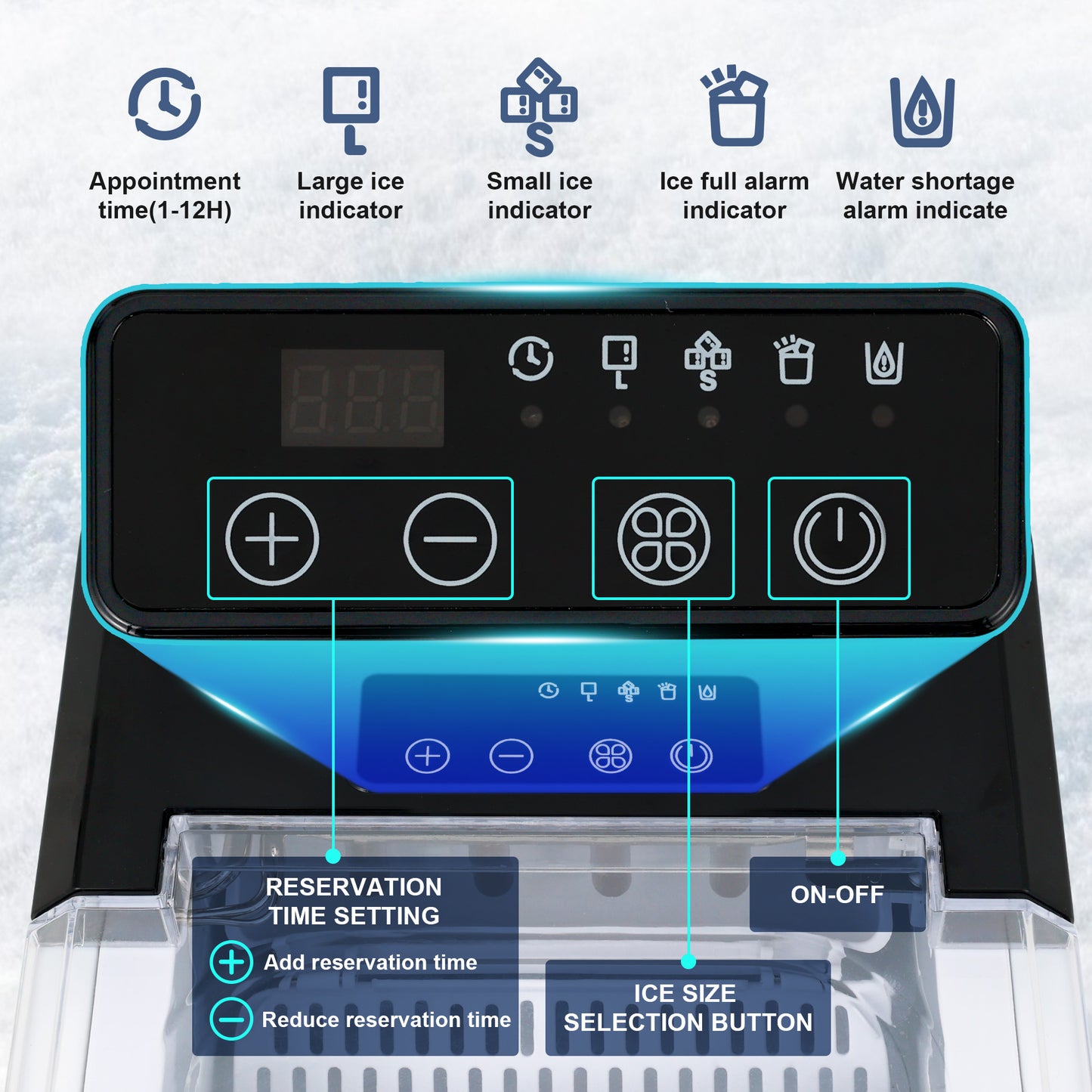 Countertop Ice Maker, 9 Ice Cubes in 6 Mins, 33 Lbs/24 Hrs, 2 Ice Cube Sizes, Self-Cleaning, Quiet Operation, Compact Design for Home/Office/Kitchen/Camping (Stainless Steel)
